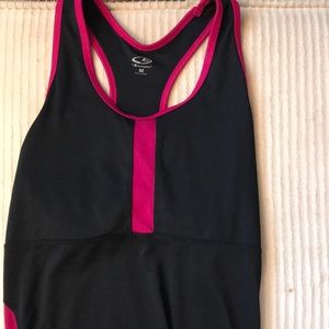 Pink and black racer back exercise top